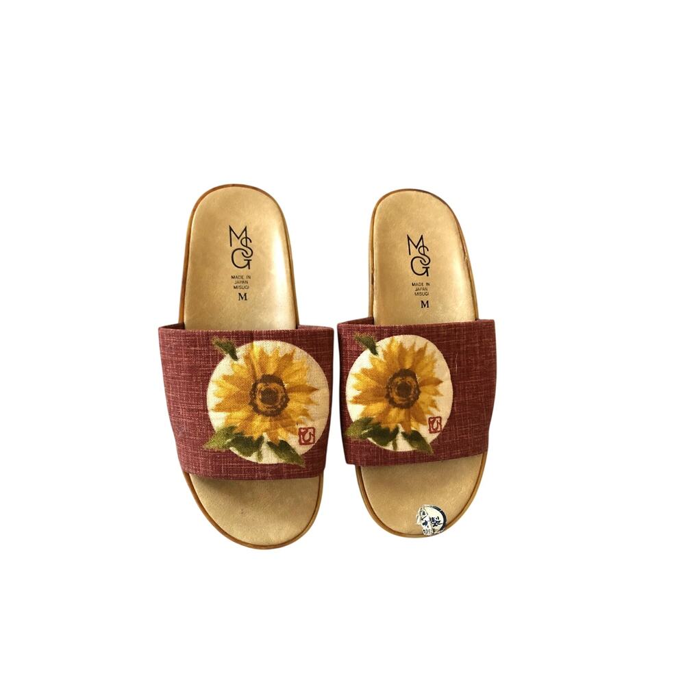 Sunflower Slides MSGT Misugi Made in Japan Size Medium Sandals House Shoes
